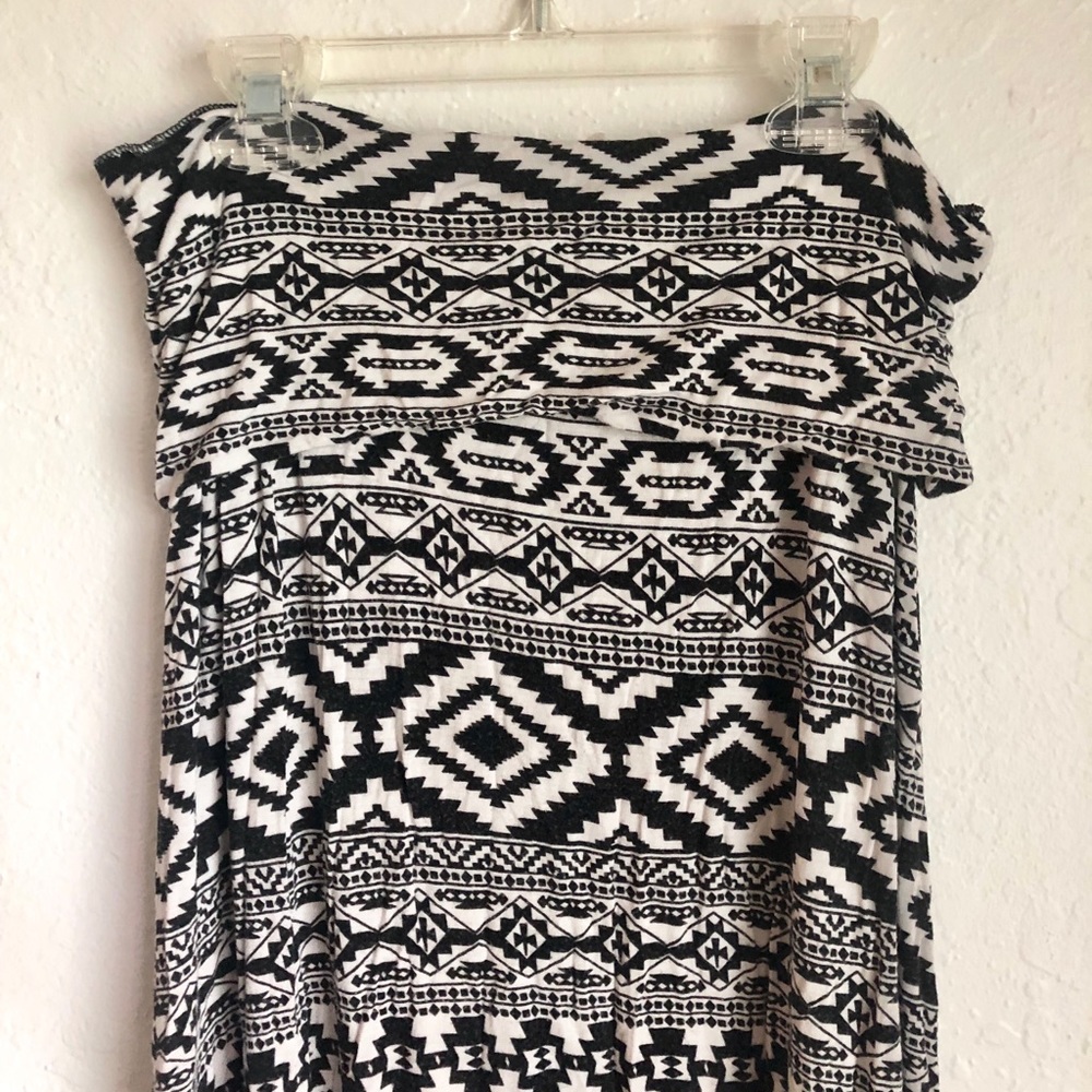 Black and White Tribal Print Maxi Skirt